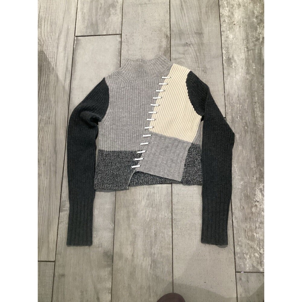 Zoe Jordan Women's Cashmere Wool Sweater XS, Gray Patchwork, Knit Pullover  f2